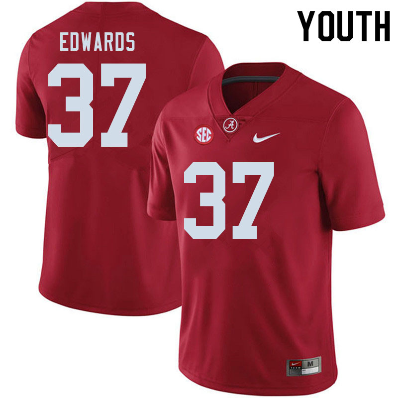 Alabama Crimson Tide Youth Jalen Edwards #37 Crimson NCAA Nike Authentic Stitched 2020 College Football Jersey OP16Y87WX